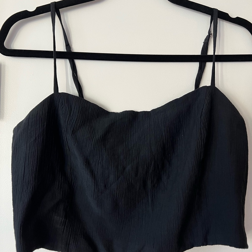 Abercrombie Black Crinkle Crop Top